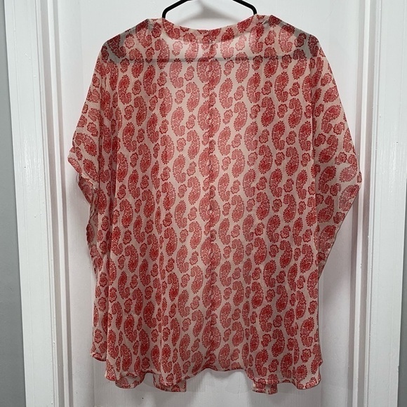BP Kimono Cardigan Shoulder Wrap Sheer Paisley Open Front Top quarter sleeve - Picture 5 of 6